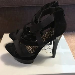Black suede heels